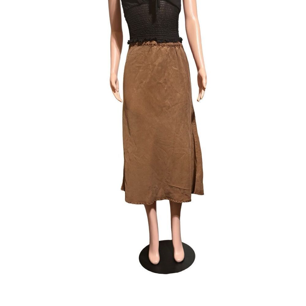 Pulp brown  pull-up tencel Elastic waist maxi skirt M